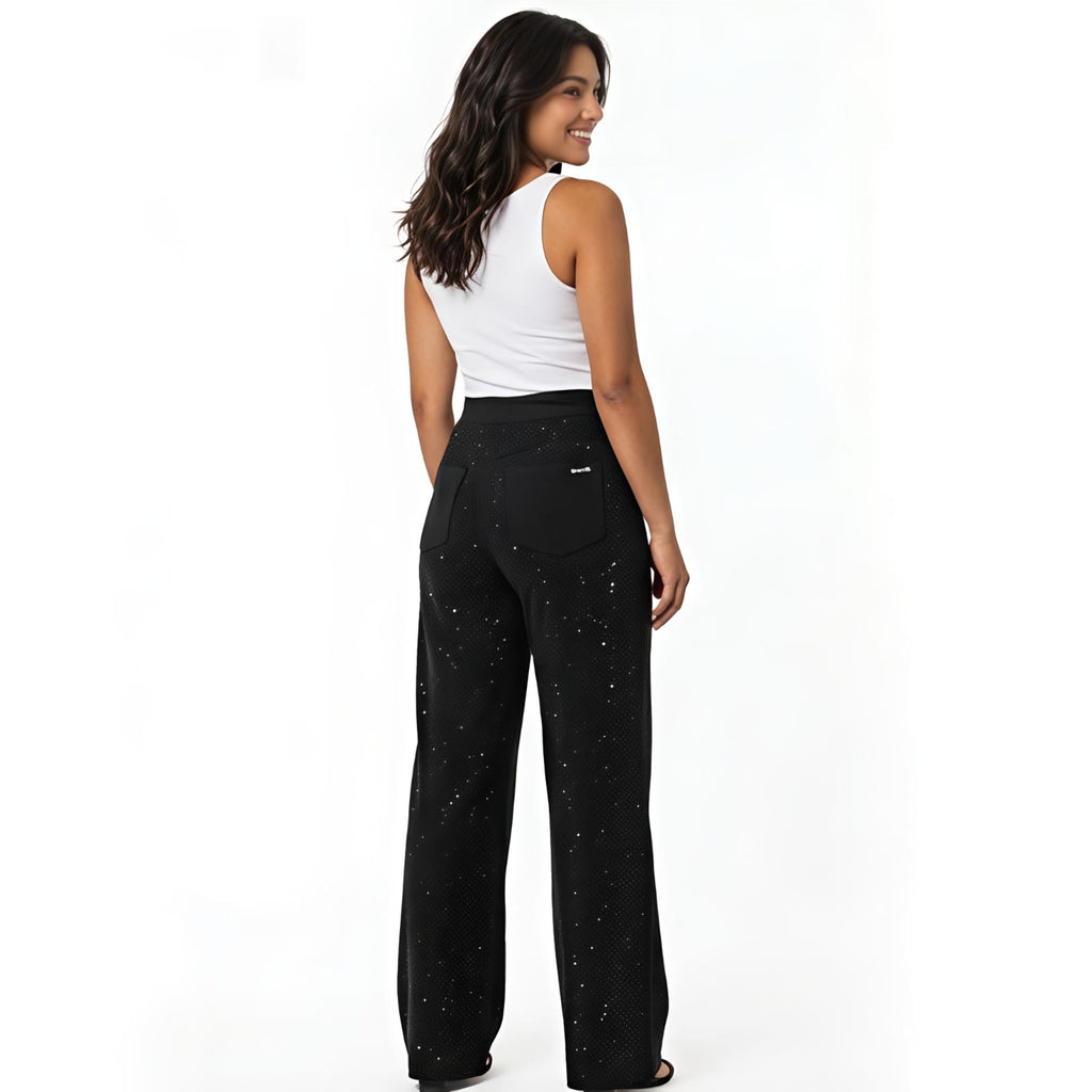 Midnight Sparkle Women's Wide Leg Party Trousers-2