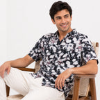 Men's Black Abstract Printed Half Sleeve Casual Shirt-4