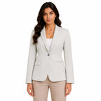 Women's Pista Green Single-Button Formal Blazer-1