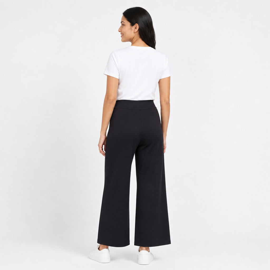 Midnight Black Flared Knit Pants-4