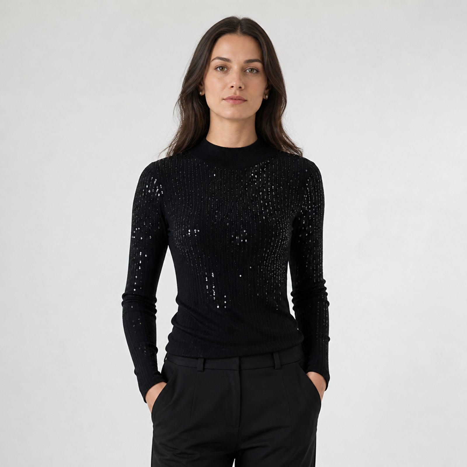 Midnight Glam Sequin Bodycon Midi Dress-1