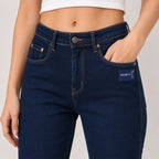 Women's Dark Blue Wide Leg Denim Jeans-2