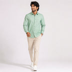 Men's Pista Green Solid Formal Shirt-4