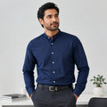 Men's Navy Blue Mandarin Collar Formal Shirt-2