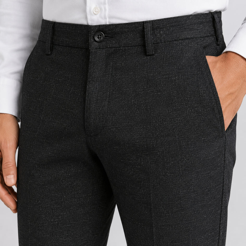 Men's Classic Black Slim Fit Formal Trousers-3