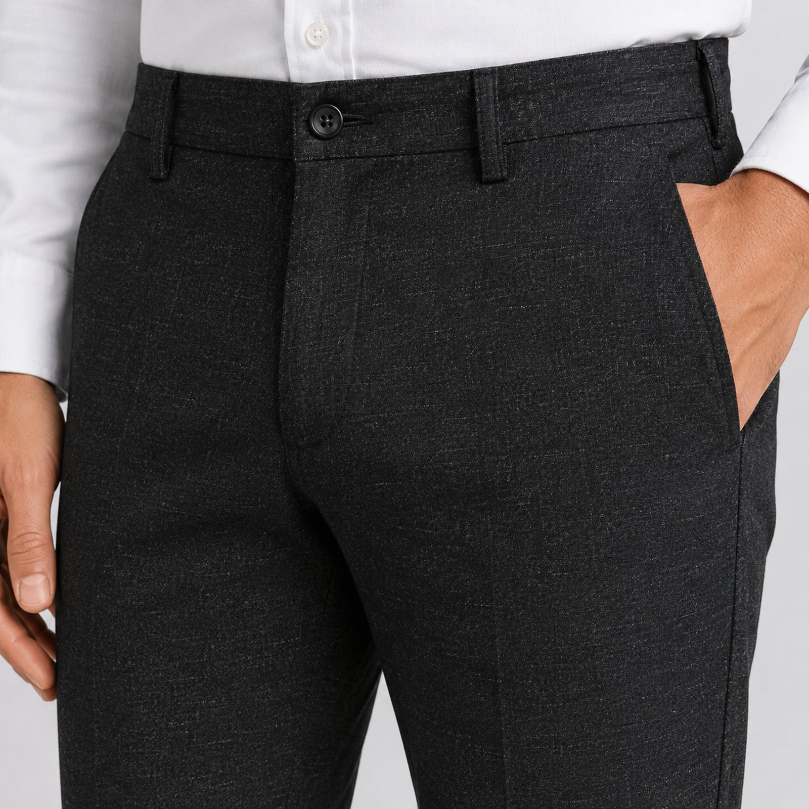Men's Classic Black Slim Fit Formal Trousers-3