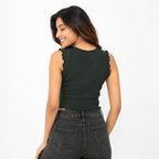 Chic Knot Detail Black Crop Top-2