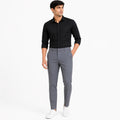 Men's Grey Slim Fit Flat-Front Formal Trousers | Tailored Office Wear Pants-1