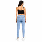 Women's Light Blue High-Waist Ankle-Length Skinny Denim Jeans-4