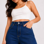 Women's Dark Blue High Waist Wide Leg Jeans | Trendy Relaxed Fit Denim Pants for Casual Streetwear Style-3