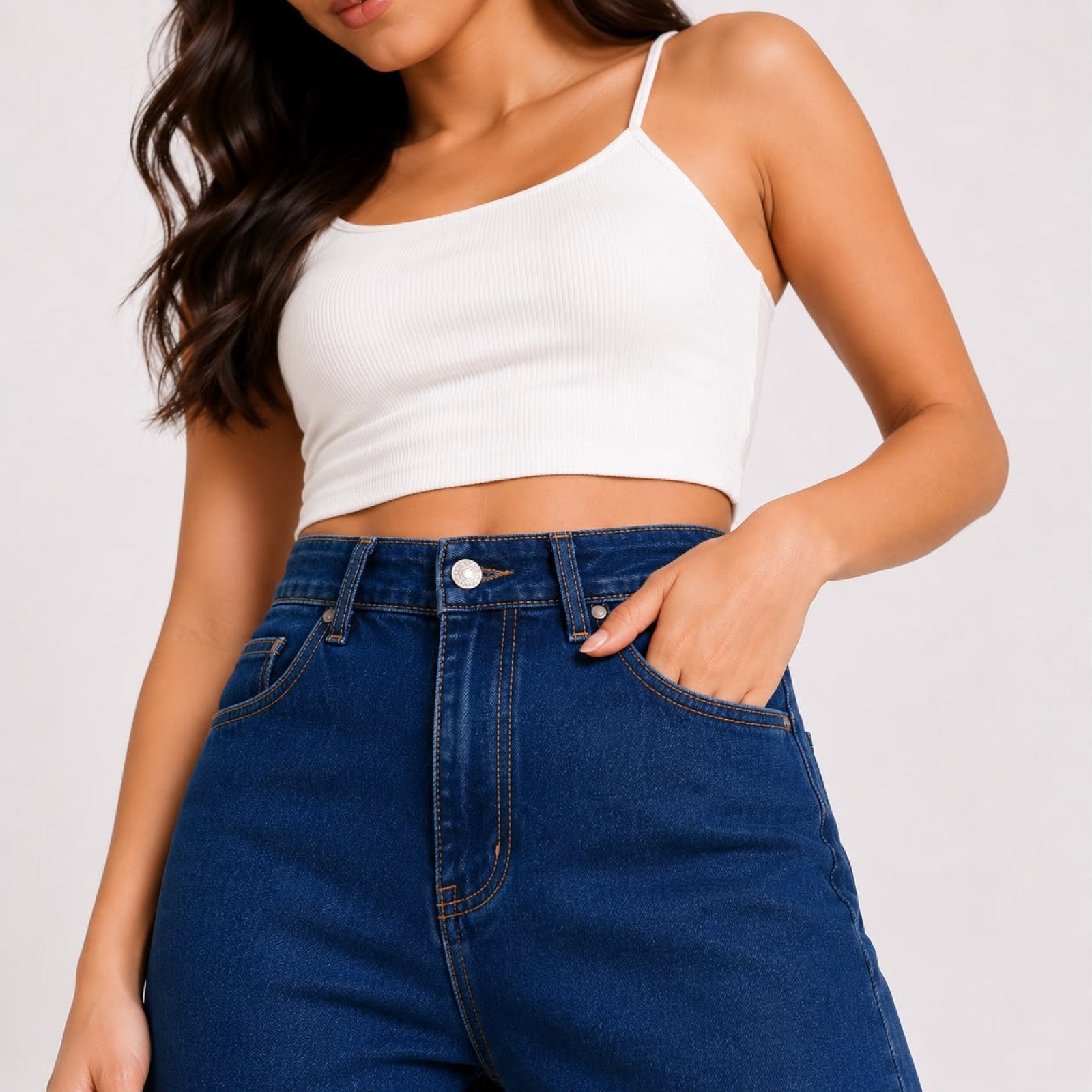 Women's Dark Blue High Waist Wide Leg Jeans | Trendy Relaxed Fit Denim Pants for Casual Streetwear Style-3