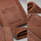 Men's Luxury Tan Leather Bifold Wallet with Embossed Brand Branding-2