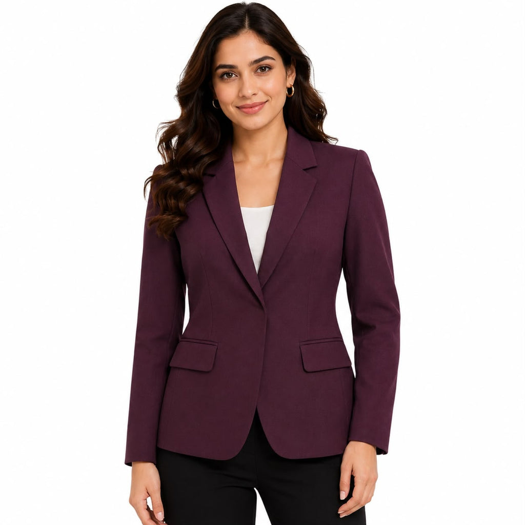 Women's Maroon Double-Button Formal Blazer-4