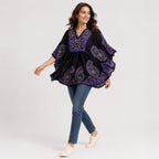 Women’s Black Paisley Print Kaftan Top-2