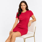 Women's Solid Red Bodycon Mini Dress-3