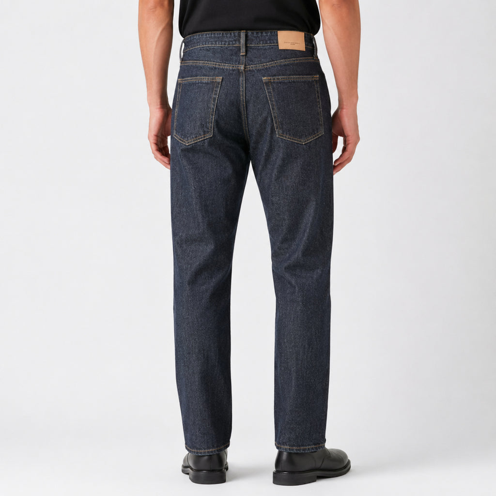Men's Dark Blue Straight Fit Classic Denim Jeans-3