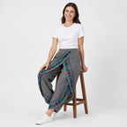 Grey Bloom Draped Wrap Trousers-1