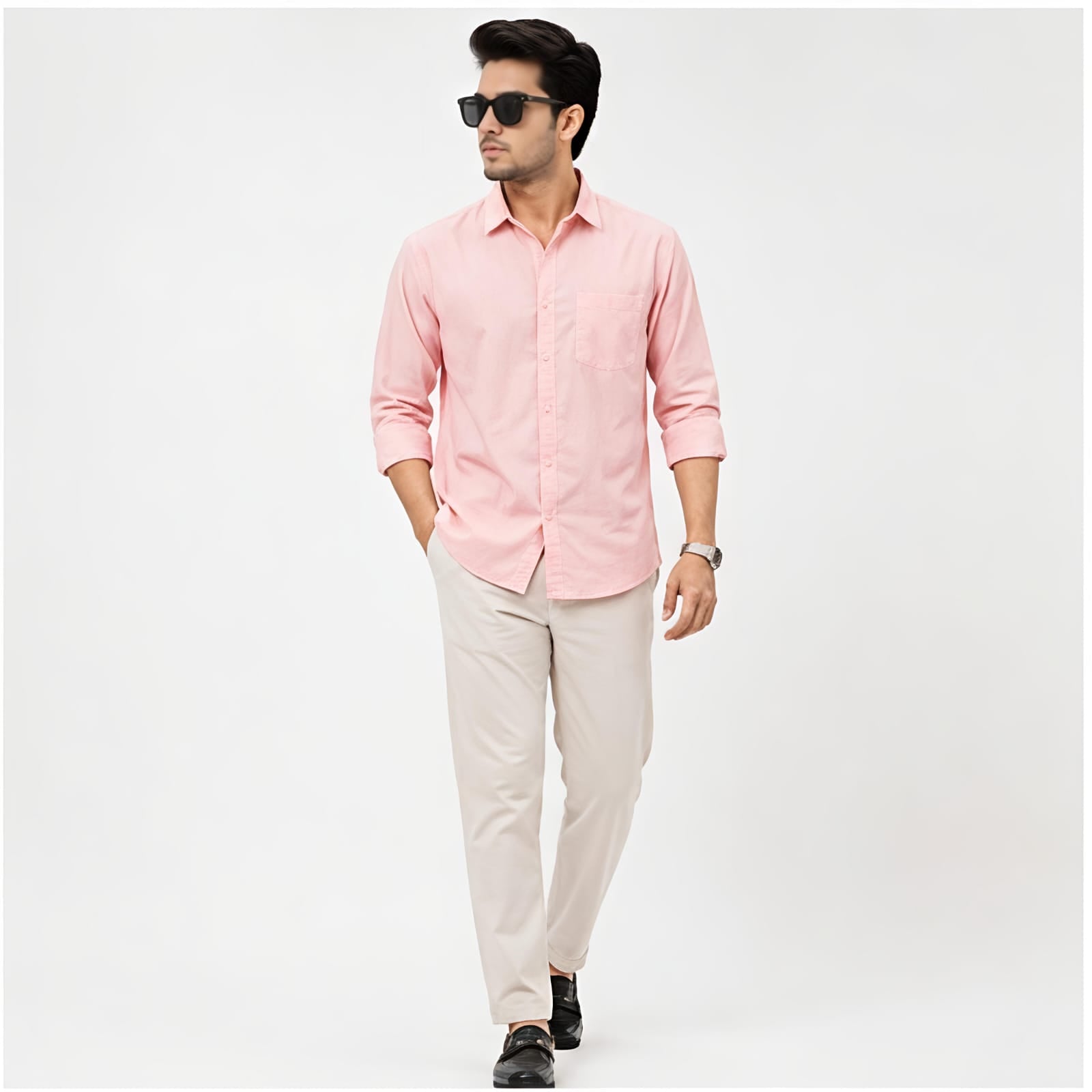Men's Soft Blush Pink Smart Casual Shirt-1