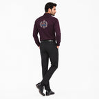 Men's Maroon Slim Fit Embroidered Shirt-2