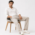 Men's Beige Slim Fit Casual Trousers-1