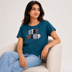 Women's Stay Weird Graphic Printed Green T-Shirt-2