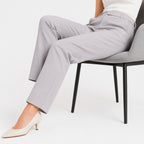 Women's Refined Light Grey Tailored Straight Fit Formal Trousers-2