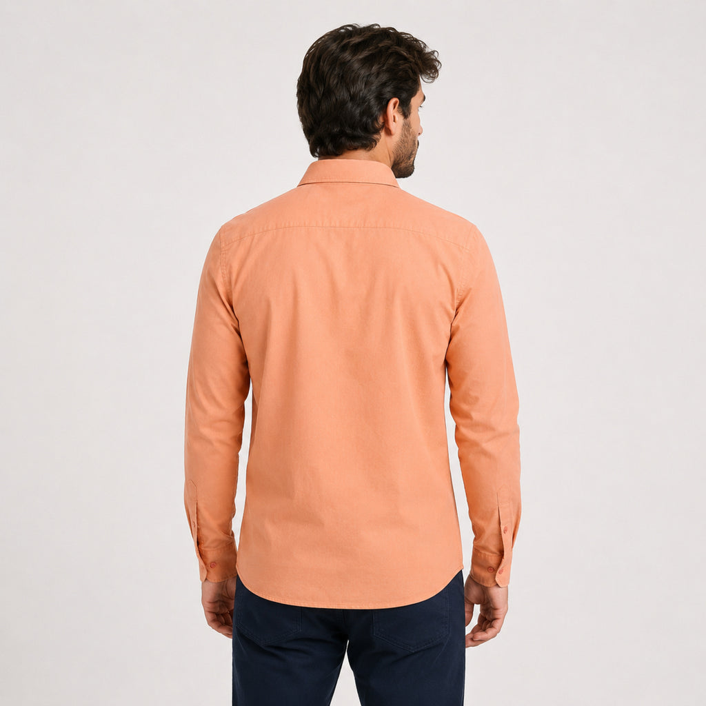 Men's Orange Solid Formal Cotton Shirt-1