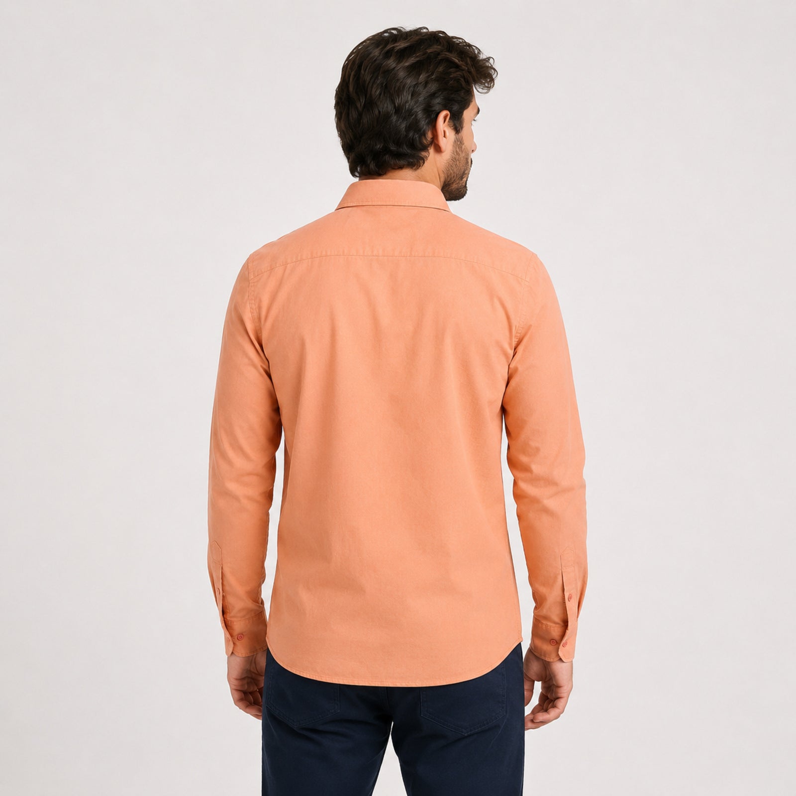 Men's Orange Solid Formal Cotton Shirt-1