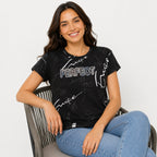 Women's Wine Pearl-Embellished Party Wear T-Shirt-2