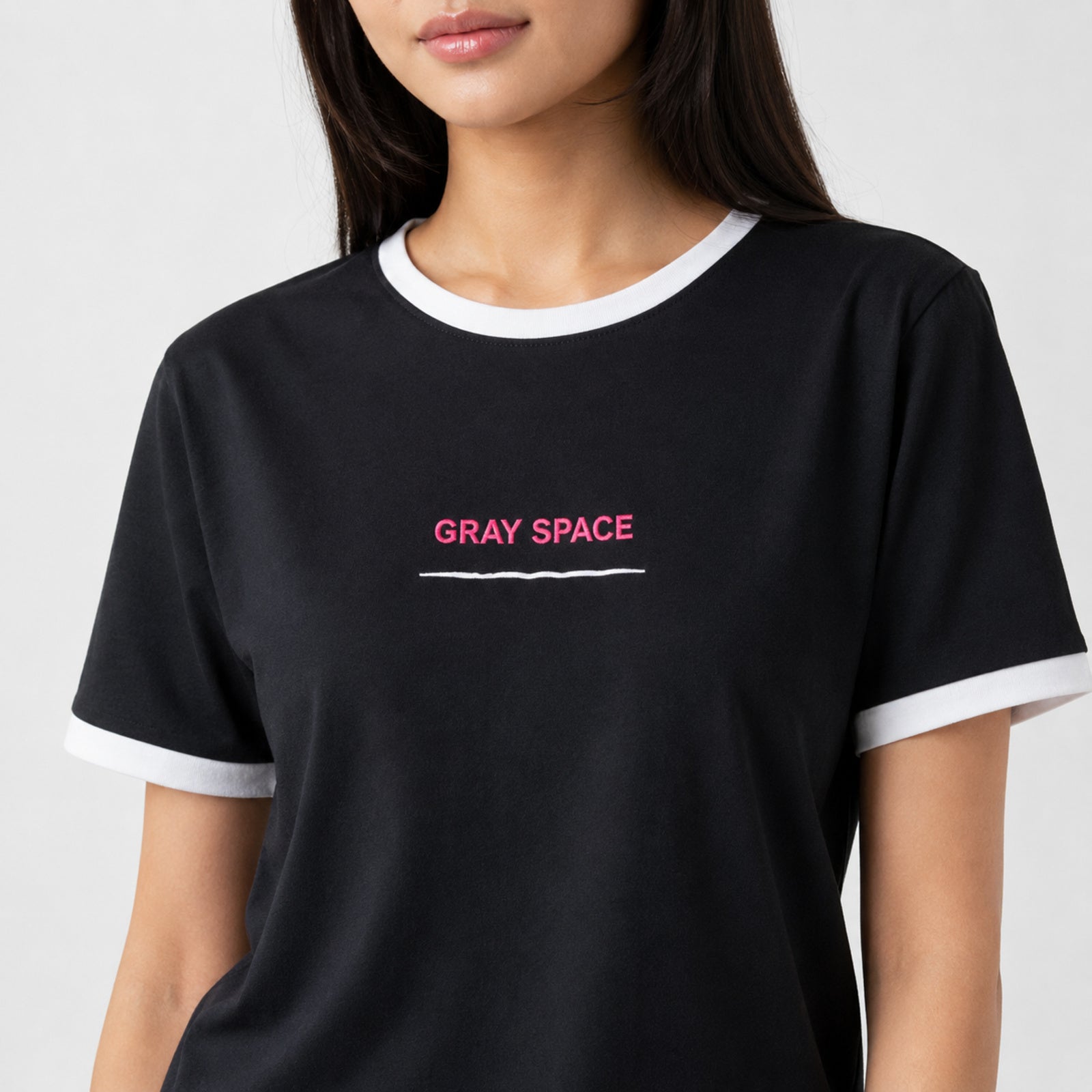 Women's Black Graphic Ringer T-Shirt-3
