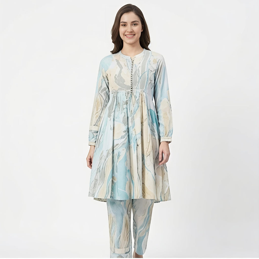 Sky Marble Printed Co-ord Set-1
