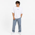 Men's White Oversized Minimal Typography T-Shirt-1