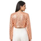Blush Shimmer Textured Cropped Shrug-4