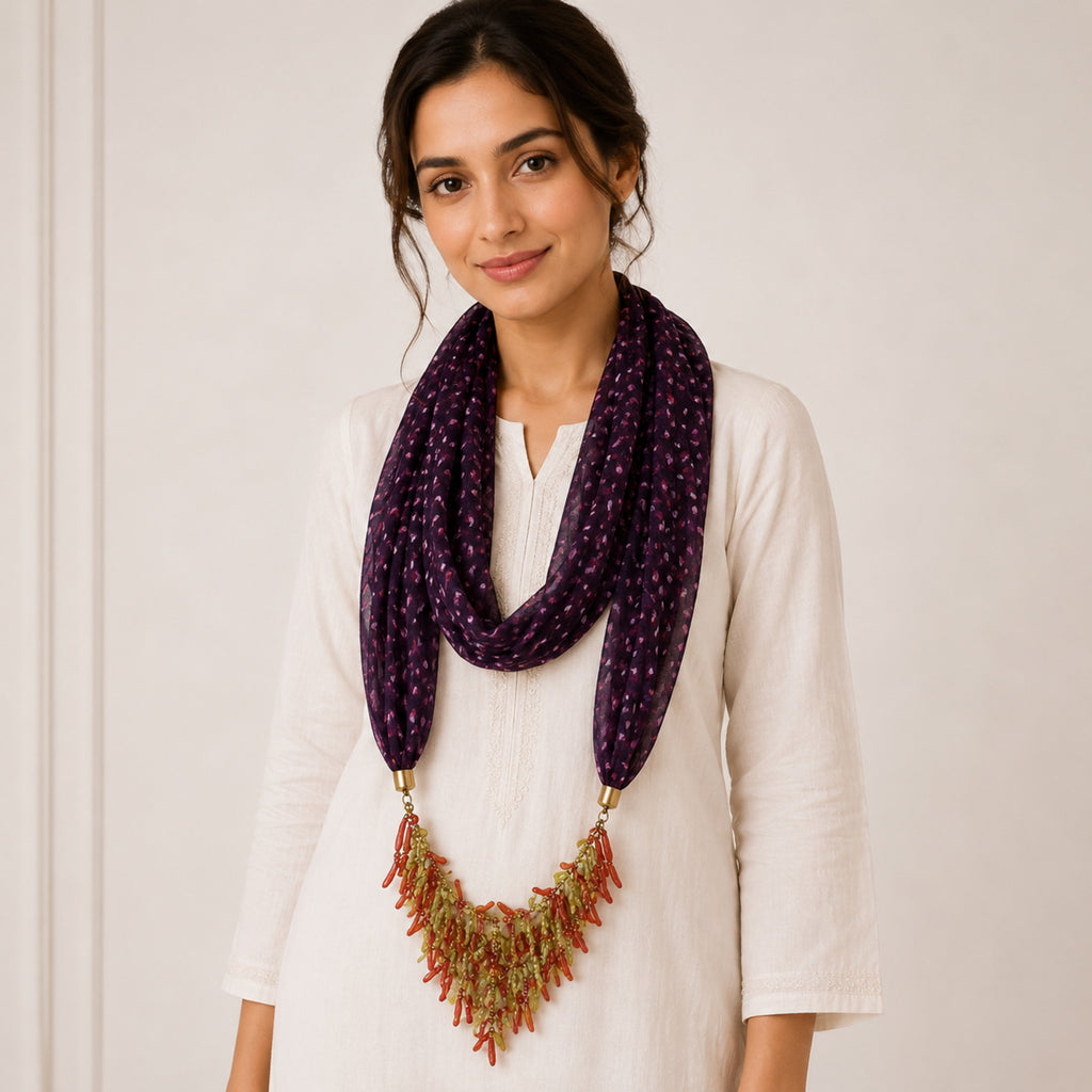 Women's Embellished Hood Style Scarf Necklace-2