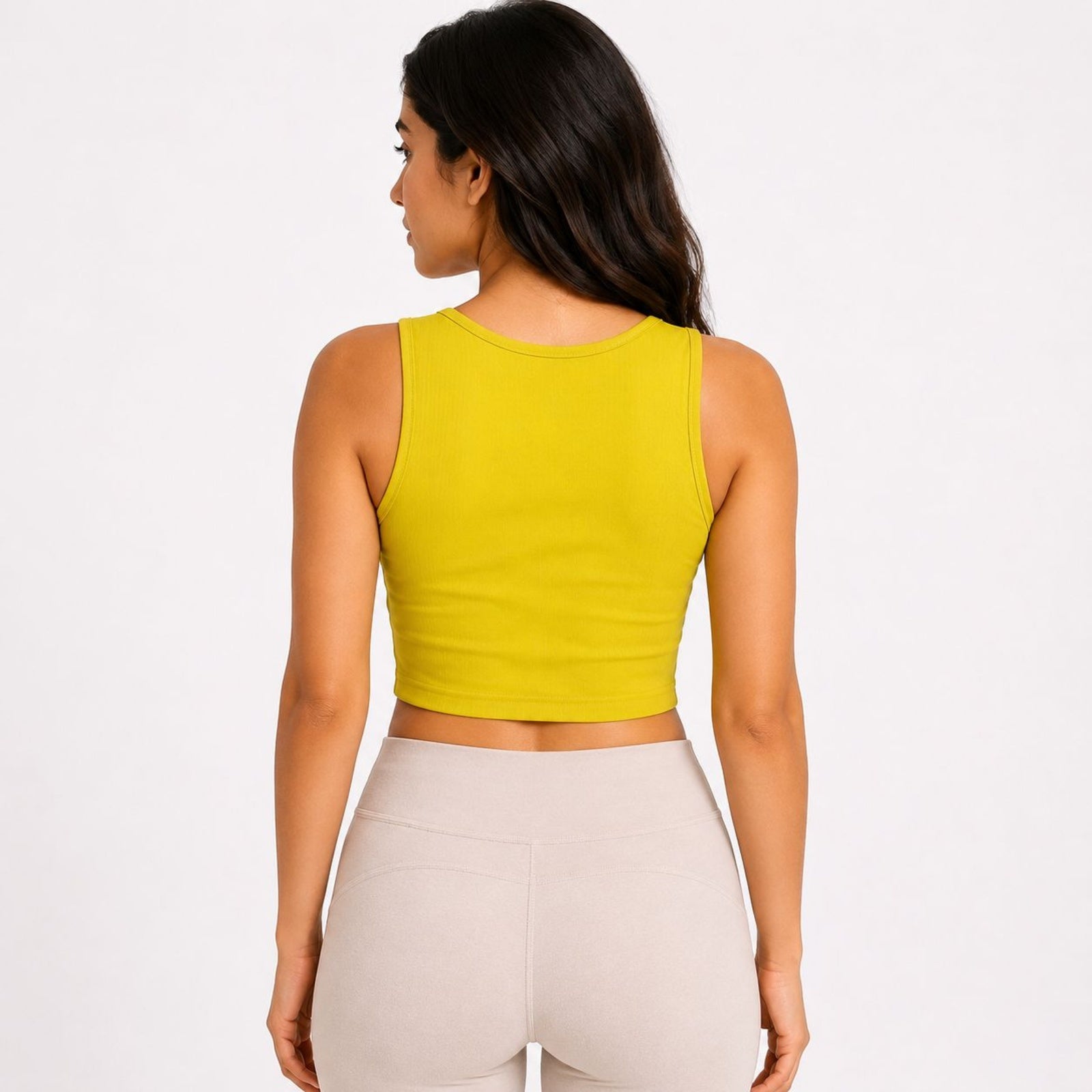 Women's Parrot Green V-Neck Crop Tank Top-4