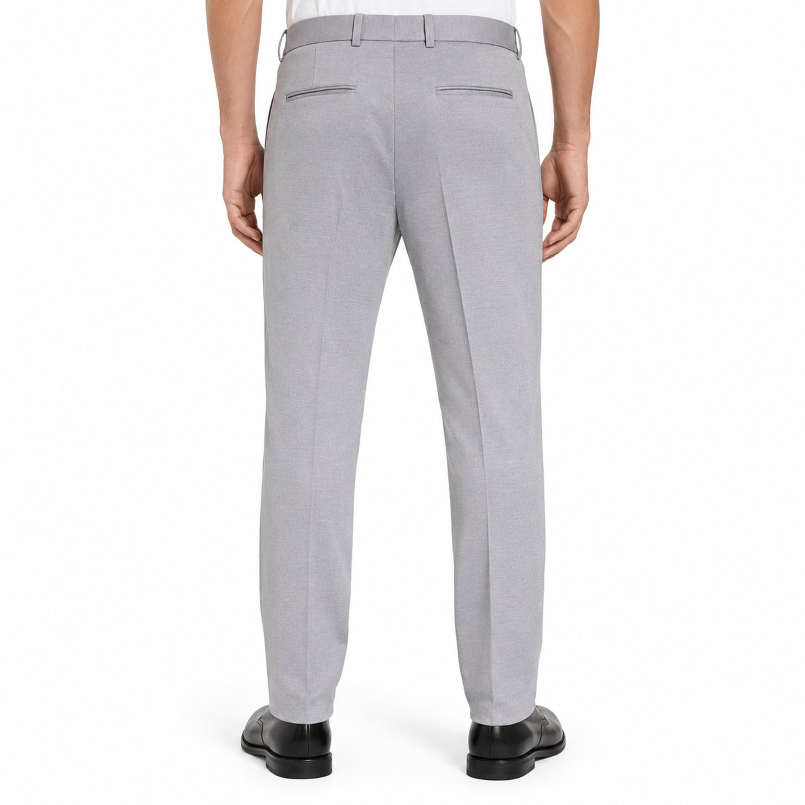 Men's Light Grey Slim Fit Formal Trousers-3