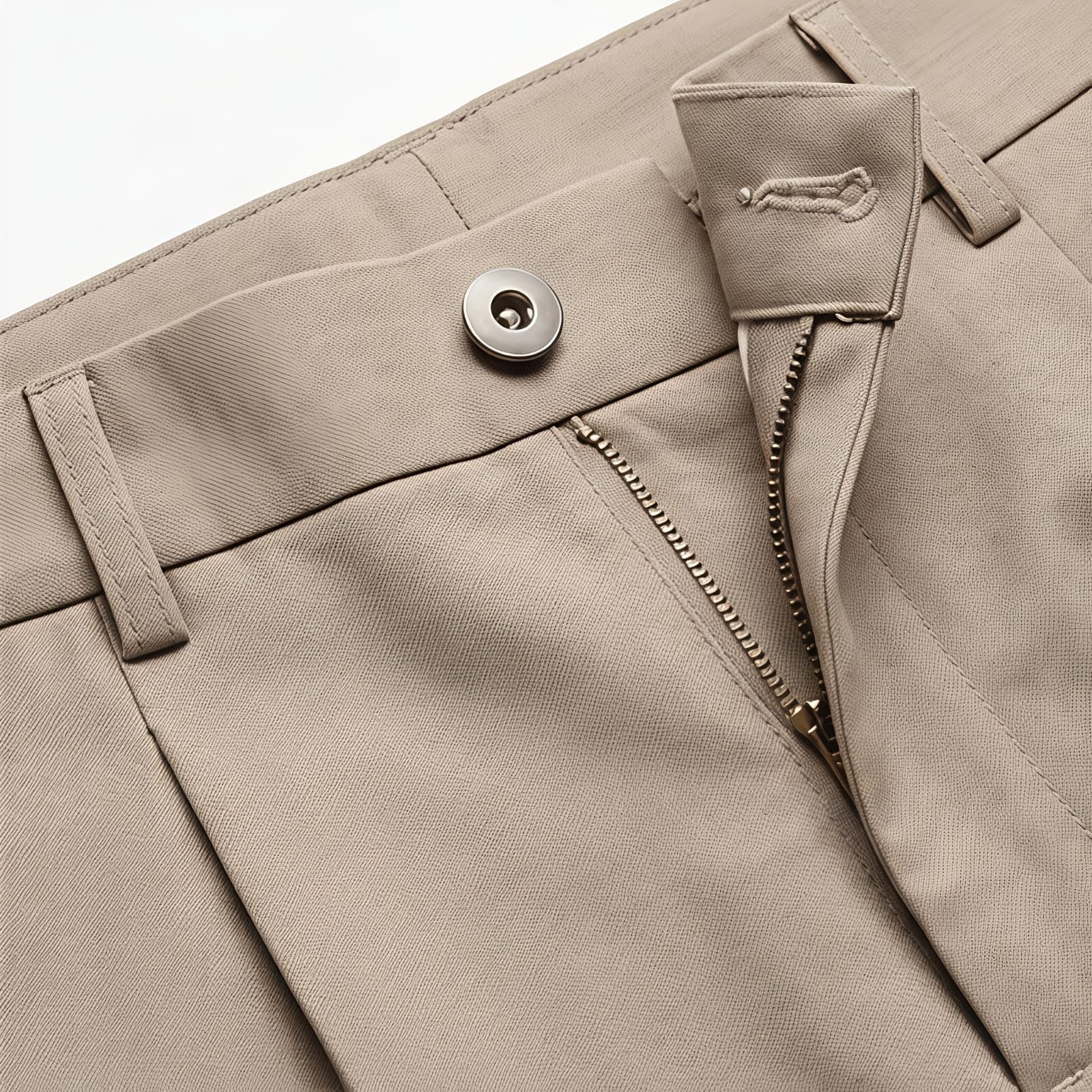 Men's Sandstone Beige Tailored Slim Fit Formal Trousers-4