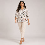 Women's Elegant Abstract Geometric Circle Print High-Low Tunic Top-1