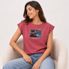 Women's Positive Vibes Graphic Printed Red T-Shirt-3