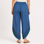 Women's Boho Embroidered Harem Pants – Navy Blue-4
