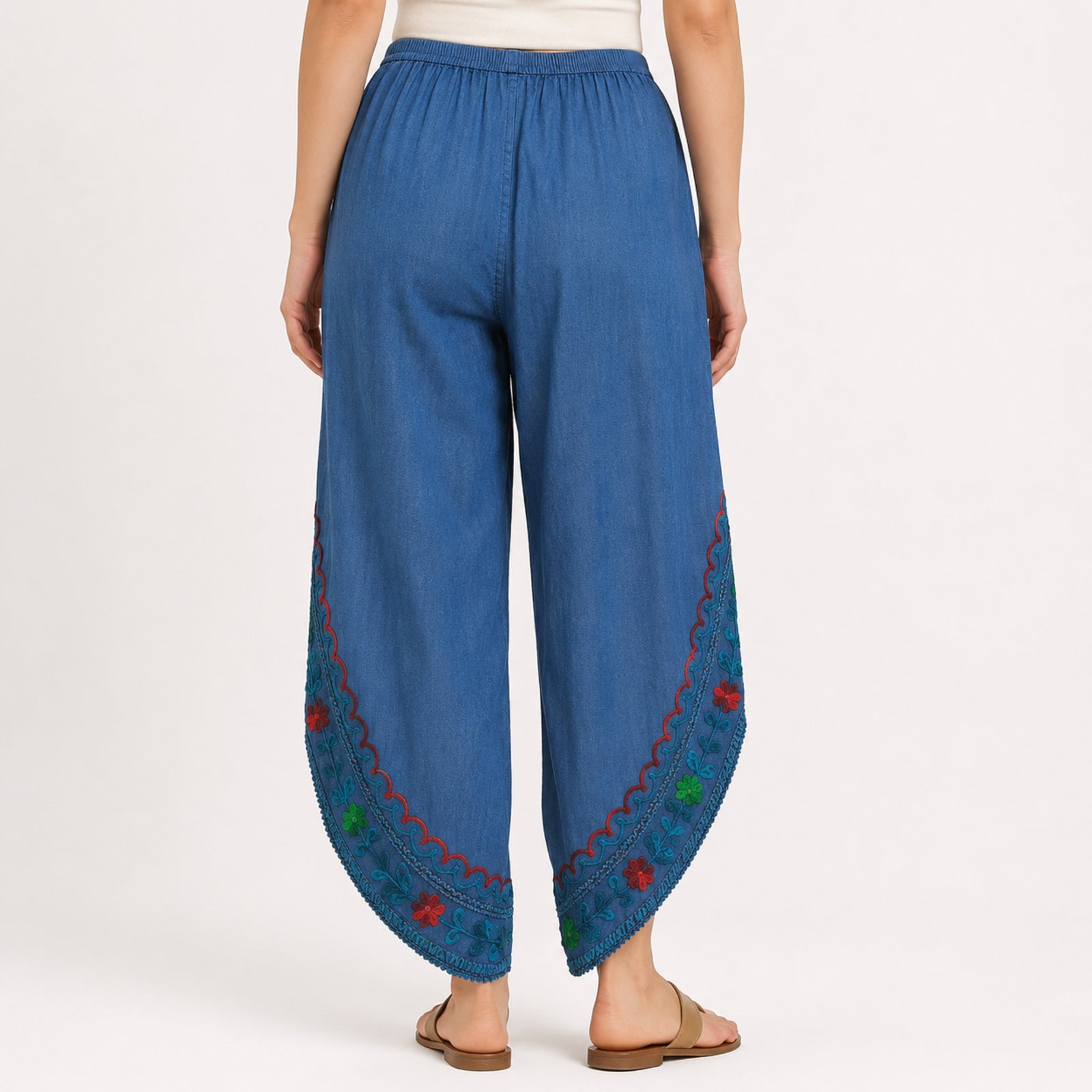 Women's Boho Embroidered Harem Pants – Navy Blue-4