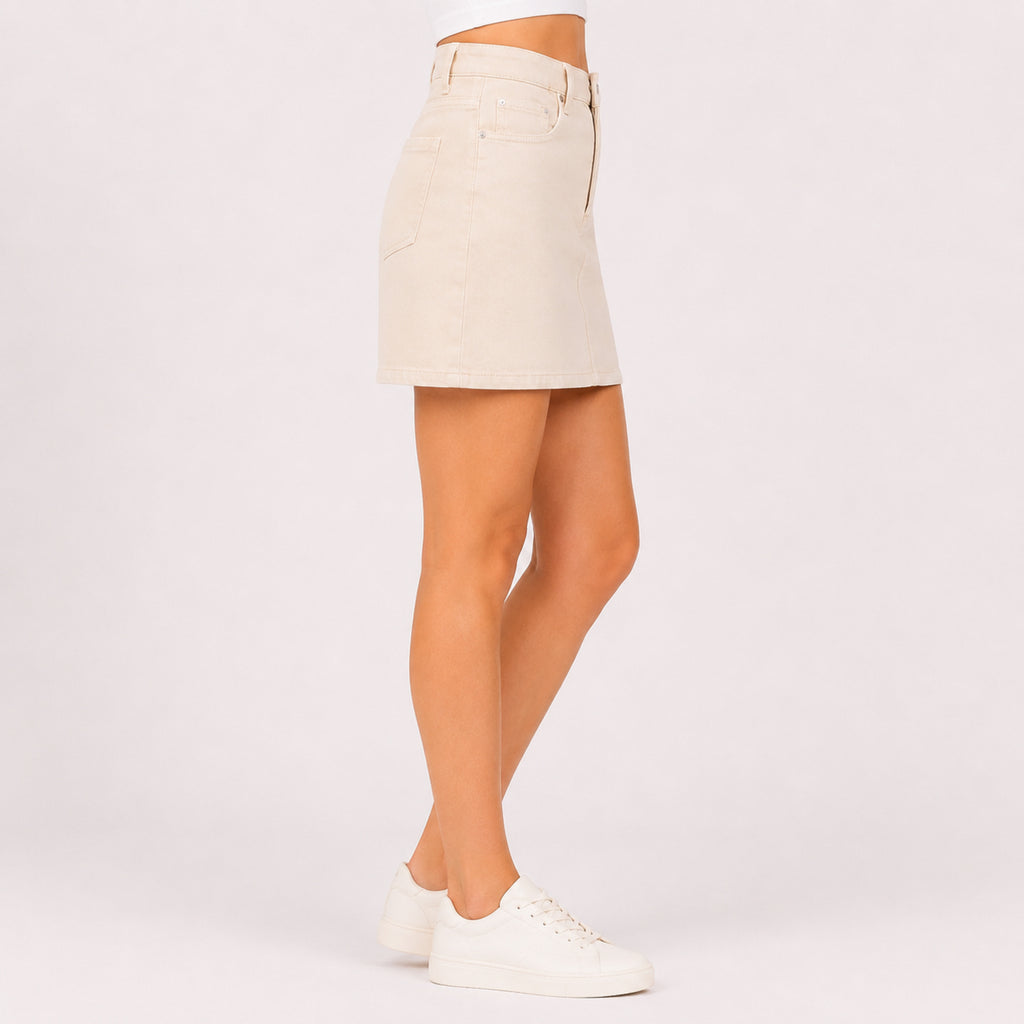 Women's White Denim Mini Skirt-3