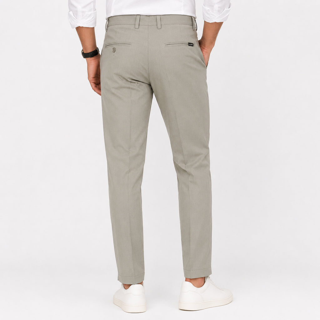 Men's Luxury Beige Slim Fit Tailored Formal Trousers-2