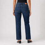 Women's Dark Blue Straight Fit Denim Jeans-2