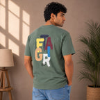 Men's Sage Green Minimal Graphic Casual T-Shirt-3