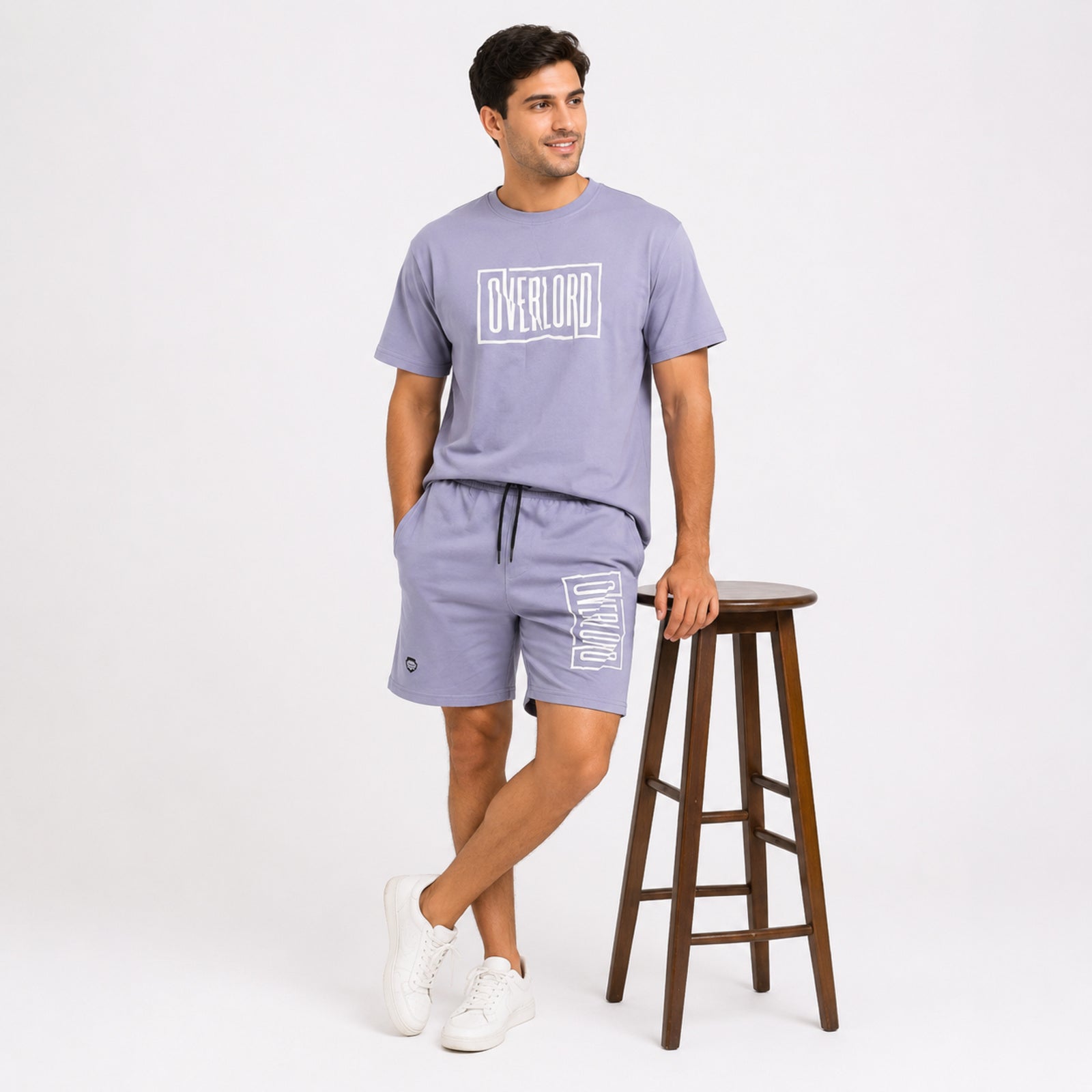 Men's Lavender Streetwear Co-Ord Shorts Set-2