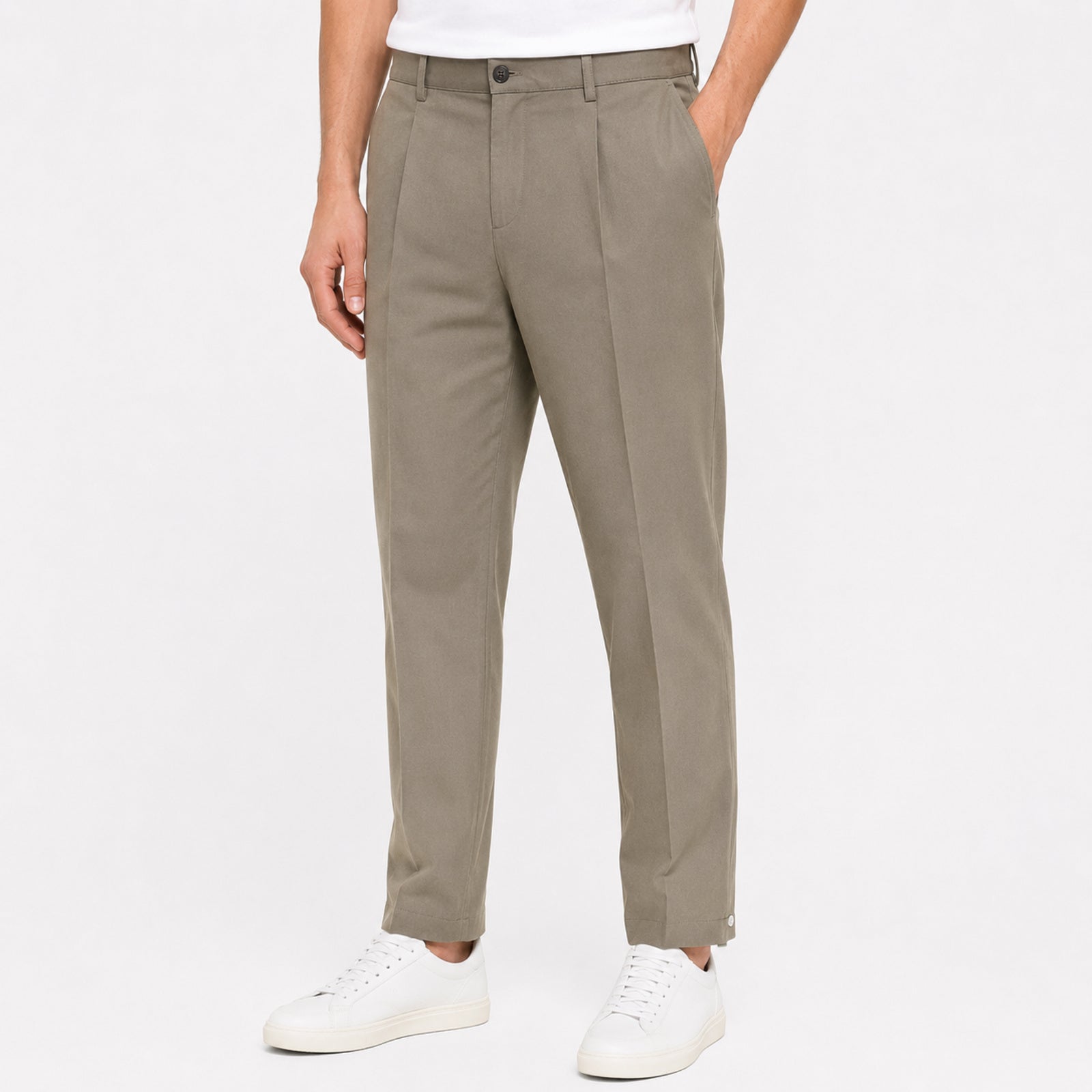 Men's Classic Sand Beige Smart Fit Formal Trousers-3