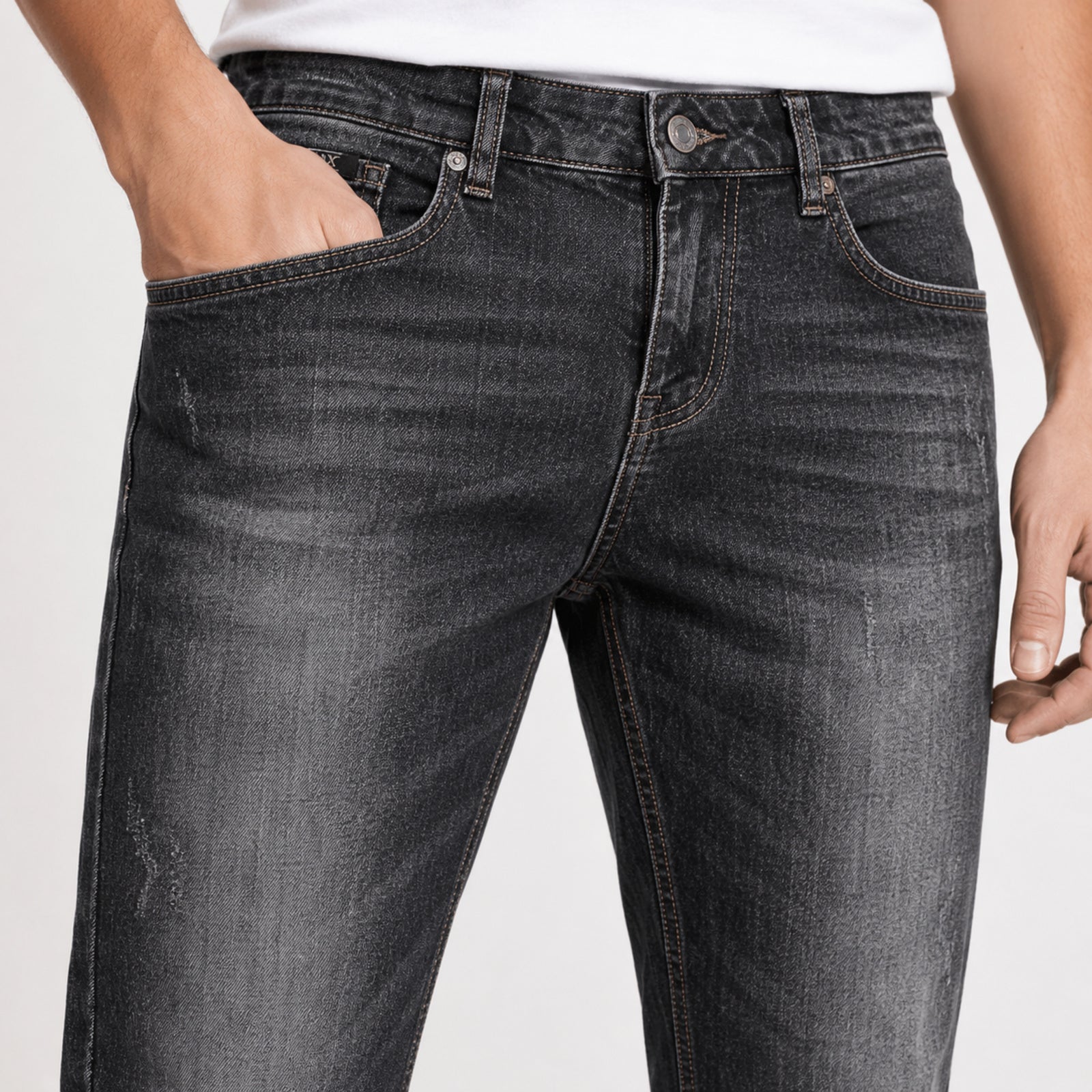 Men's Dark Grey Slim Fit Casual Denim Jeans-2