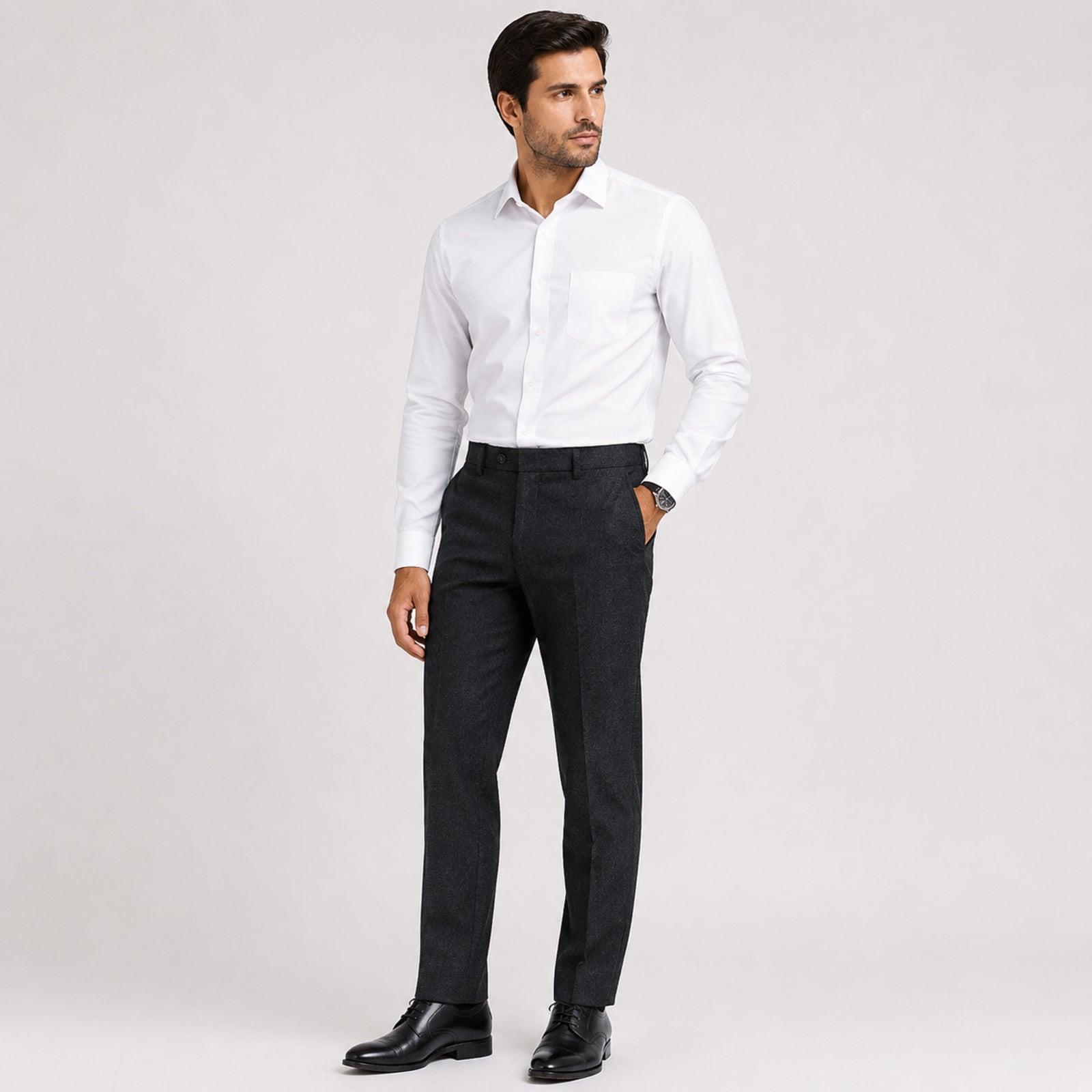 Men's Classic Black Slim Fit Formal Trousers-1