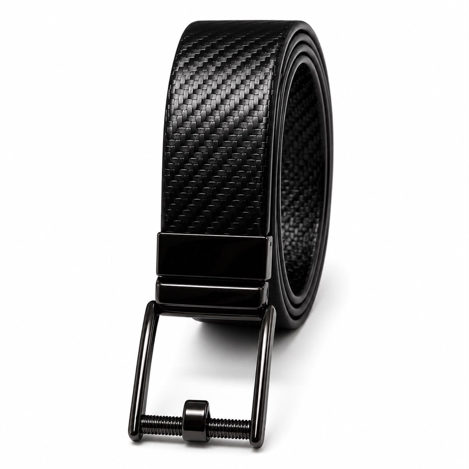 Men's Black & Brown Woven Texture Leather Belt-1